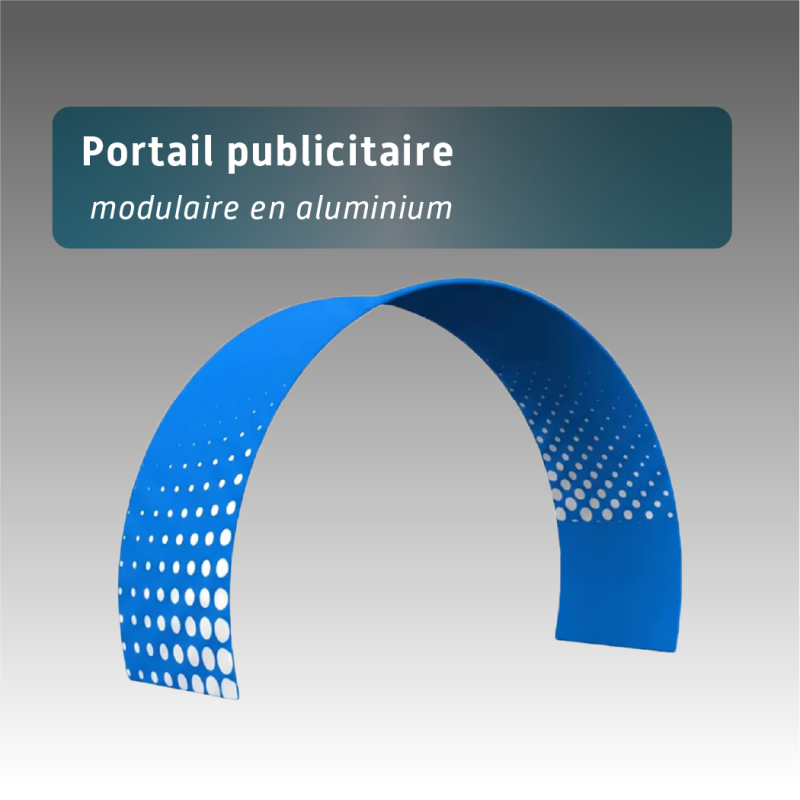 Portail publicitaire Revo Arch C – Arche modulaire aluminium avec impression recto verso 3,89 m x 2,50 m